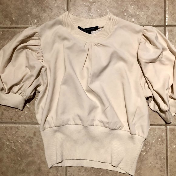 Brand New French Connection Women's Jenna Rib Trim Puff Sleeve Top - Picture 3 of 10